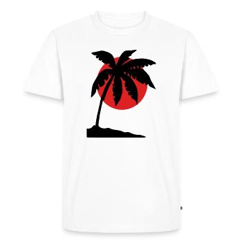 Coucher de soleil sur les palmiers – Silhouette tropicale - T-shirt Premium bio Homme - blanc - Devant - Nico (187cm)