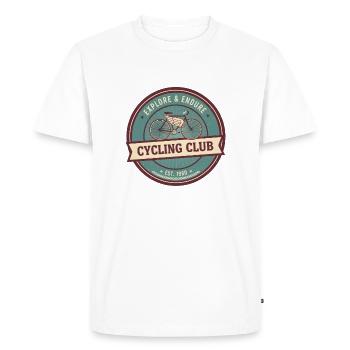 Cycling Club Vintage : Explorer & Persévérer - T-shirt Premium bio Homme - blanc - Devant - Nico (187cm)
