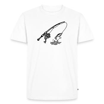 angeln fischen spinnrute petri heil logo - Men's Premium Organic T-Shirt - white - Front - Nico (187cm)