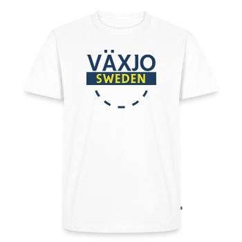 Logo de la ville de Växjö Sweden – Thème bleu et jaune - T-shirt Premium bio Homme - blanc - Devant - Nico (187cm)