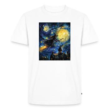 Sorcière Van Gogh Nuit étoilée - T-shirt Premium bio Homme - blanc - Devant - Nico (187cm)