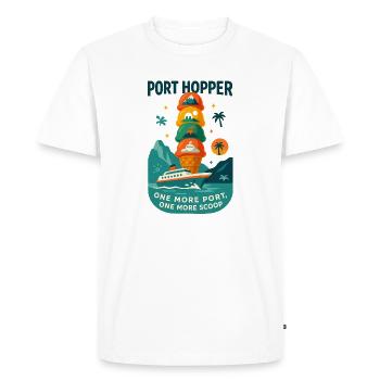 Croisière Scoop à Port Hopper - T-shirt Premium bio Homme - blanc - Devant - Nico (187cm)