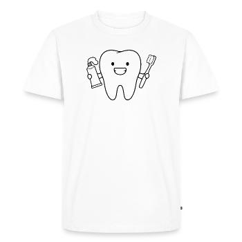 Dent de dessin animé avec brosse à dents - T-shirt Premium bio Homme - blanc - Devant - Nico (187cm)