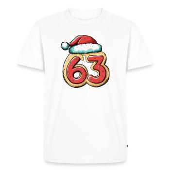 63 Numéro Biscuit Noël - T-shirt Premium bio Homme - blanc - Devant - Nico (187cm)