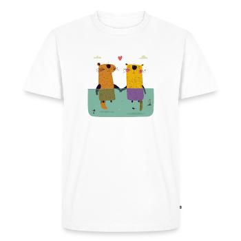 Two otters in love - Men's Premium Organic T-Shirt - white - Front - Nico (187cm)