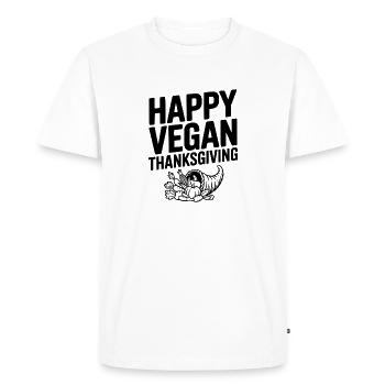 Joyeux Thanksgiving végétalien - T-shirt Premium bio Homme - blanc - Devant - Nico (187cm)