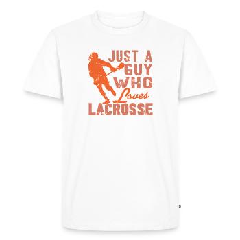 Juste un gars qui aime jouer à la crosse Passion - T-shirt Premium bio Homme - blanc - Devant - Nico (187cm)