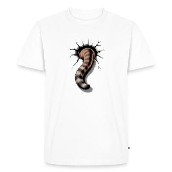 Cat tail looks out of hole funny cat picture - Men's Premium Organic T-Shirt - white - Front - Nico (187cm)