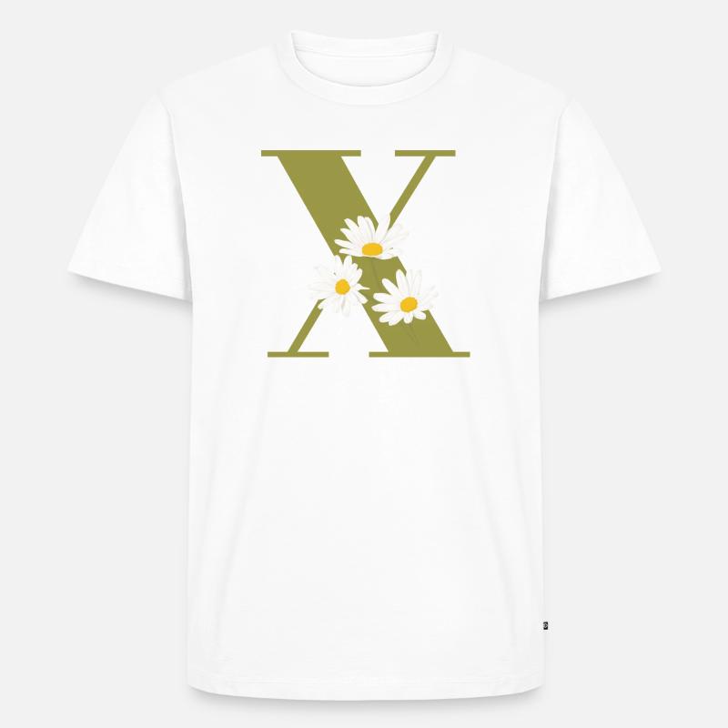 Buchstabe x Grüne Gänseblümchen - Männer Premium Bio T-Shirt - Weiß
