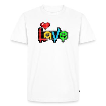 Pixel Art Coeur - L’AMOUR en Quatre Couleurs - T-shirt Premium bio Homme - blanc - Devant - Nico (187cm)