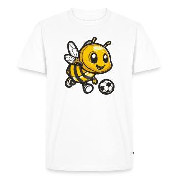 Abeille avec ballon de football - T-shirt Premium bio Homme - blanc - Devant - Nico (187cm)
