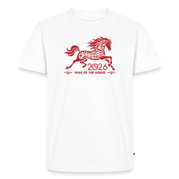 Nouvel an chinois du cheval 2026 - T-shirt Premium bio Homme - blanc - Devant - Nico (187cm)