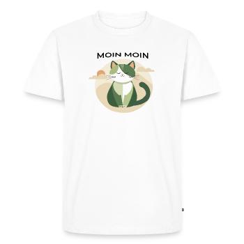 Moin moin - Chat avec salutation nord-allemande - T-shirt Premium bio Homme - blanc - Devant - Nico (187cm)