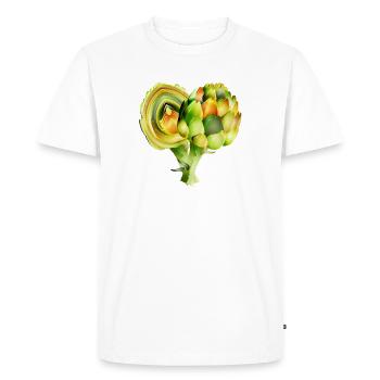 Illustration délicate d’artichauts dans des tons verts chauds - T-shirt Premium bio Homme - blanc - Devant - Nico (187cm)