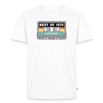 Cassette Vintage Limitée Arc-en-ciel 1975 - T-shirt Premium bio Homme - blanc - Devant - Nico (187cm)