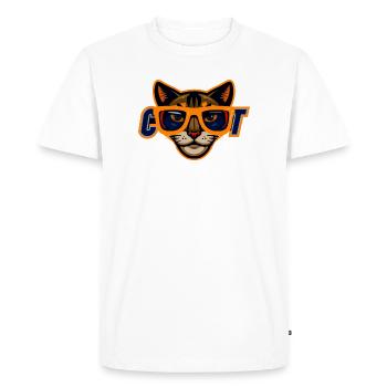 Cat with orange sunglasses - Men's Premium Organic T-Shirt - white - Front - Nico (187cm)