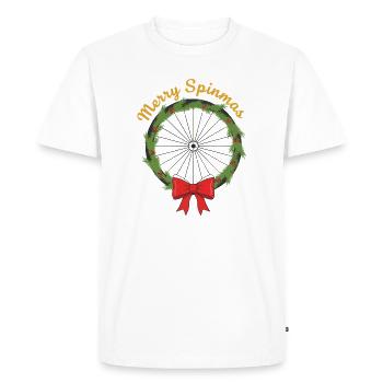 Merry Spinmas Bicycle Wreath - Men's Premium Organic T-Shirt - white - Front - Nico (187cm)