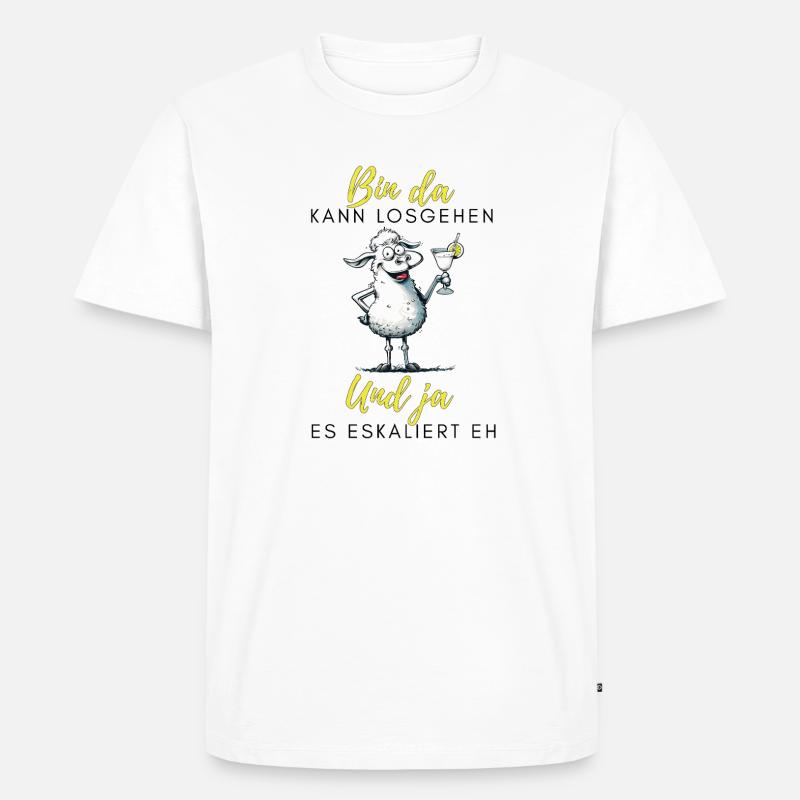 Bin da Und ja Partyschaf - Männer Premium Bio T-Shirt - Weiß