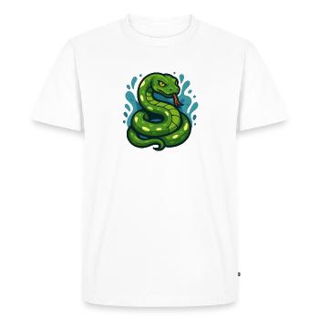 Arbre vert Python serpent en vague - T-shirt Premium bio Homme - blanc - Devant - Nico (187cm)