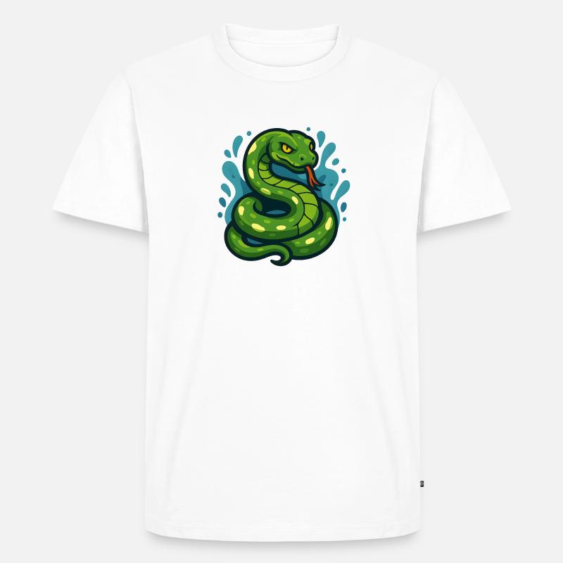 Green Tree Python Snake in Wave - Men's Premium Organic T-Shirt - white
