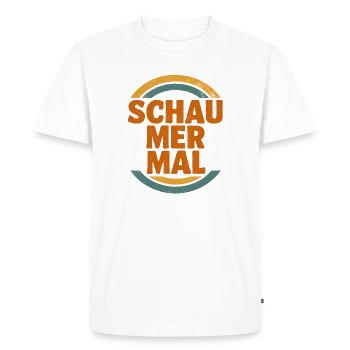 Jetez un coup d’œil – Design rétro en toile de jute - T-shirt Premium bio Homme - blanc - Devant - Nico (187cm)