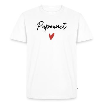 Papounet coeur idée cadeau  - T-shirt Premium bio Homme - blanc - Devant - Nico (187cm)