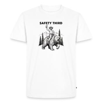 Safety Third Funny Sarcastic Cowboy Safety - Men's Premium Organic T-Shirt - white - Front - Nico (187cm)