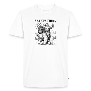 Safety Third Funny Sarcastic Christmas Safe - Men's Premium Organic T-Shirt - white - Front - Nico (187cm)