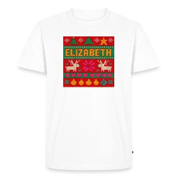 Festive Name Elizabeth Ugly Chrismas Style, Xmas  - Men's Premium Organic T-Shirt - white - Front - Nico (187cm)