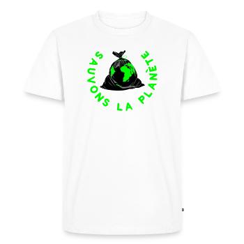 Save the planet - Men's Premium Organic T-Shirt - white - Front - Nico (187cm)
