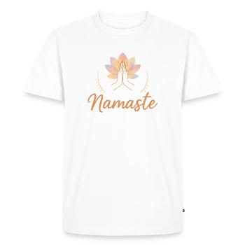 Namaste Lotus Motif - Men's Premium Organic T-Shirt - white - Front - Nico (187cm)
