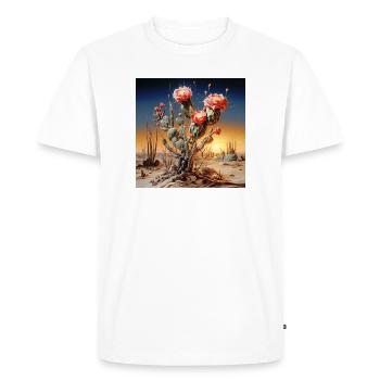 Fleurs de cactus au coucher du soleil - T-shirt Premium bio Homme - blanc - Devant - Nico (187cm)
