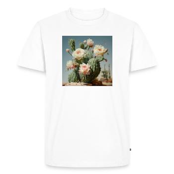 Fleurs de cactus à la lumière du désert - T-shirt Premium bio Homme - blanc - Devant - Nico (187cm)
