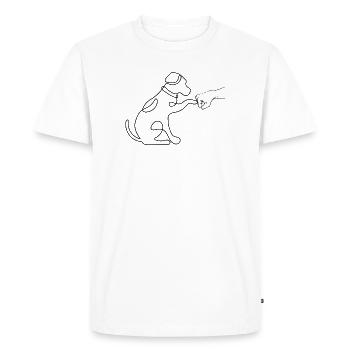 Hand Pointed Dog Minimalist Silhouette - Men's Premium Organic T-Shirt - white - Front - Nico (187cm)