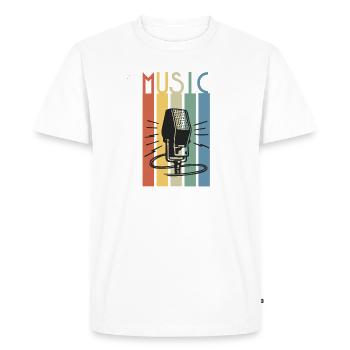 Bande musicale de microphone rétro - T-shirt Premium bio Homme - blanc - Devant - Nico (187cm)