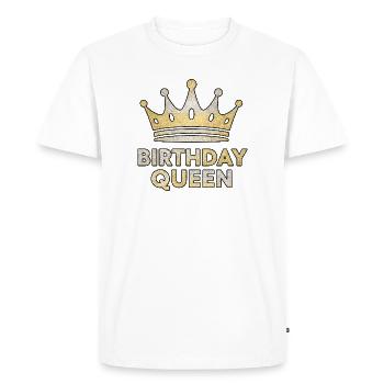 Birthday Queen – Glitter Crown Design - Men's Premium Organic T-Shirt - white - Front - Nico (187cm)