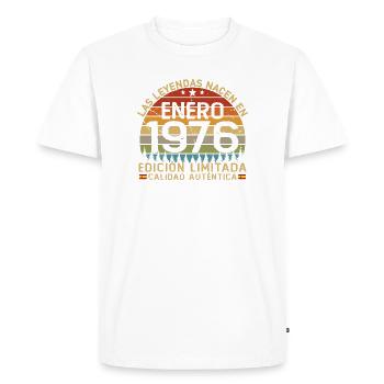 Né en janvier 1976, 50 ans d’anniversaire - T-shirt Premium bio Homme - blanc - Devant - Nico (187cm)