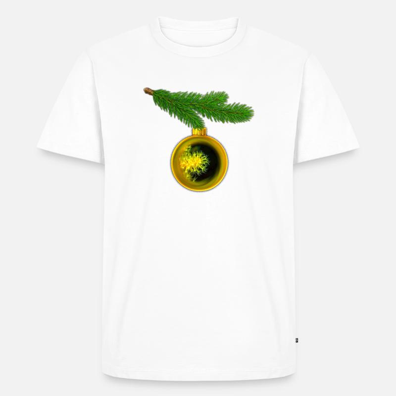Weihnachtskugel mit Krustenanemonen am Tannenzweig - Männer Premium Bio T-Shirt - Weiß