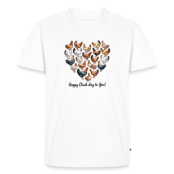 Happy Cluck-day Chickens Heart Illustration - Men's Premium Organic T-Shirt - white - Front - Nico (187cm)