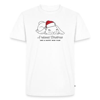Lapin de Noël décontracté avec chapeau - Noir - T-shirt Premium bio Homme - blanc - Devant - Nico (187cm)