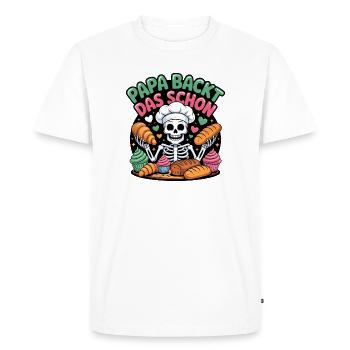 Daddy bakes this nice skeleton chef - Men's Premium Organic T-Shirt - white - Front - Nico (187cm)