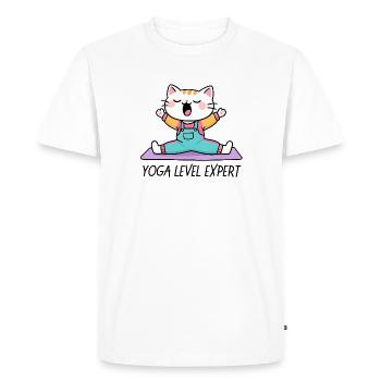 Kawaii Cat Yoga on Mat - Men's Premium Organic T-Shirt - white - Front - Nico (187cm)