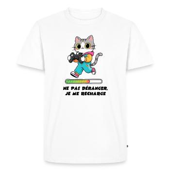 Chat gamer, ne pas déranger je me recharge - T-shirt Premium bio Homme - blanc - Devant - Nico (187cm)