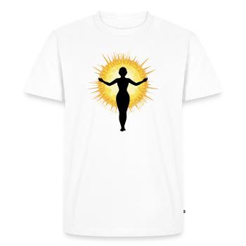 Femme embrassant le soleil - T-shirt Premium bio Homme - blanc - Devant - Nico (187cm)