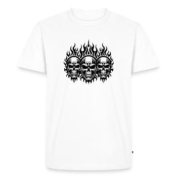 Trois flammes de crâne féroce tatouage style tribal - T-shirt Premium bio Homme - blanc - Devant - Nico (187cm)