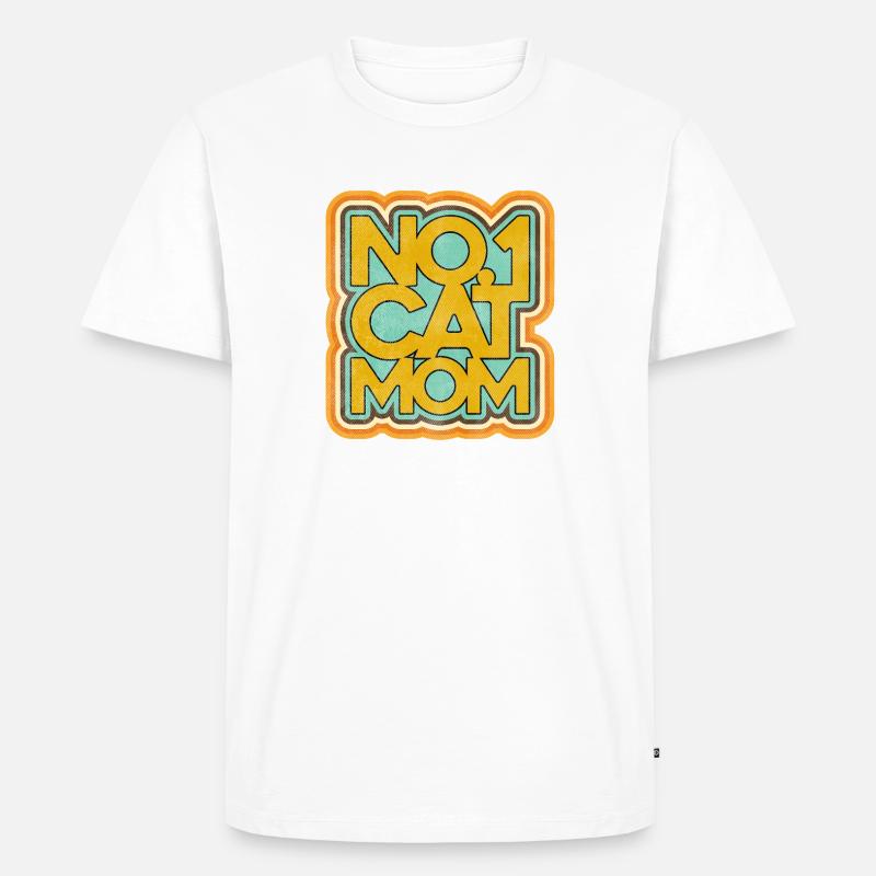 Katze Mama Nummer Eins Retro Abzeichen - Männer Premium Bio T-Shirt - Weiß