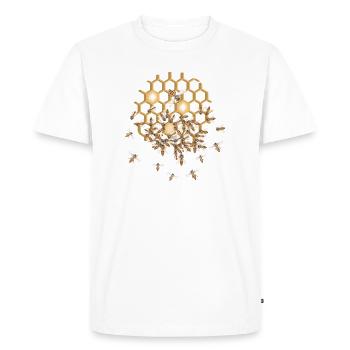 Detailed swarm of bees on honeycomb - Men's Premium Organic T-Shirt - white - Front - Nico (187cm)