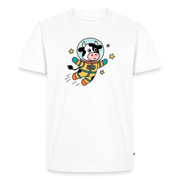 Vache Astronaute dans l'espace - T-shirt Premium bio Homme - blanc - Devant - Nico (187cm)