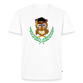 Owl with Diploma and Graduation Hat – Children's Diploma - Men's Premium Organic T-Shirt - white - Front - Nico (187cm)