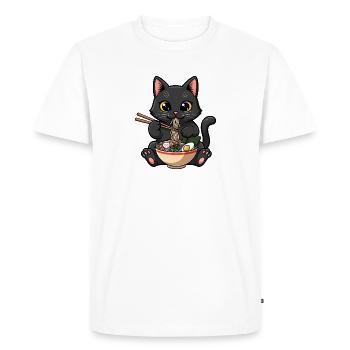 Black cat greedy ramen - Men's Premium Organic T-Shirt - white - Front - Nico (187cm)